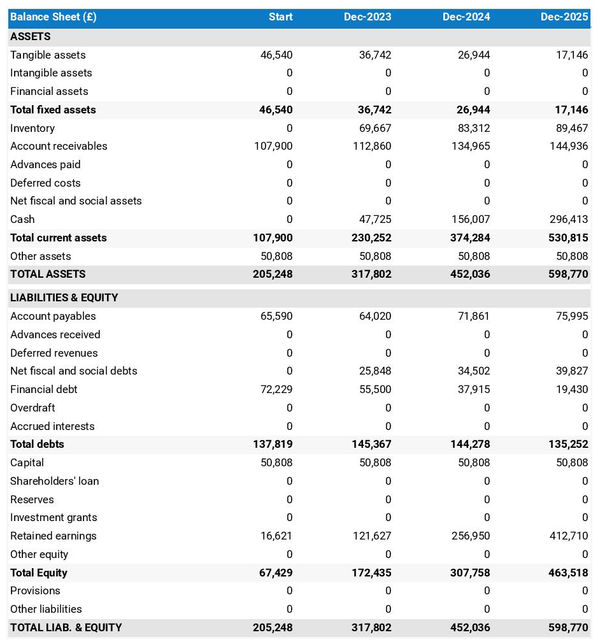 projected balance sheet in a grain mill business plan example