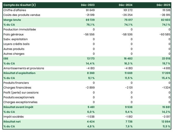 business plan de pizzeria : exemple de compte de résultat prévisionnel