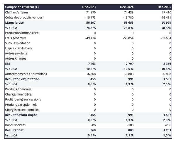 exemple de compte de résultat prévisionnel dans un business plan fast food