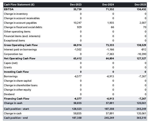 cash flow forecast in a ride-hail cab business plan example