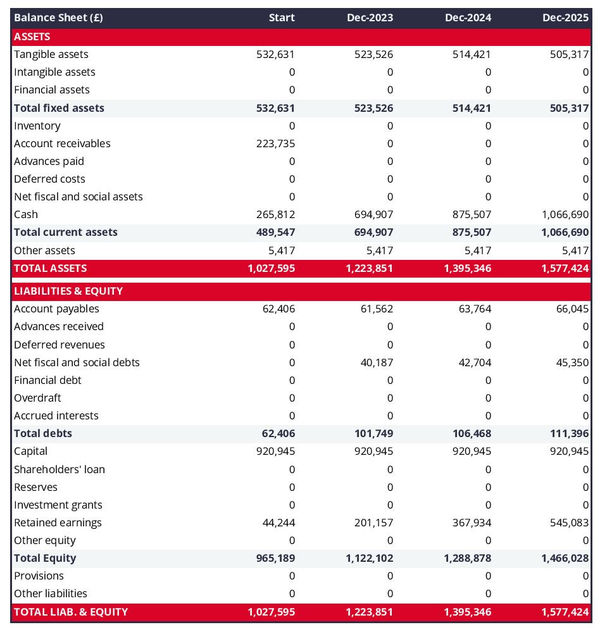 example of projected balance sheet in a gynecologist practice business plan
