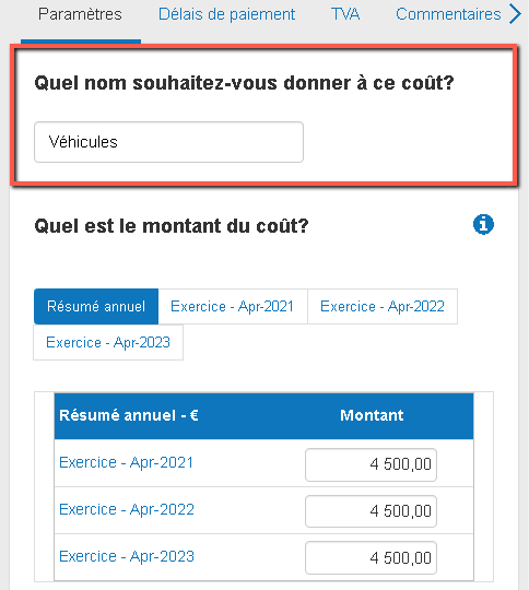 saisie du loyer comme montant du coût fixe