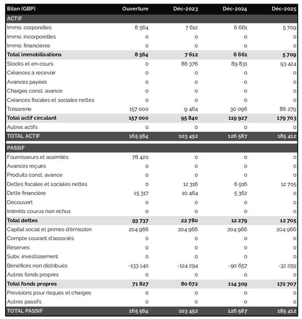 exemple de bilan prévisionnel dans un business plan de fabricant d'articles de robinetterie 