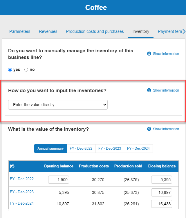  entering the value directly to model inventory
