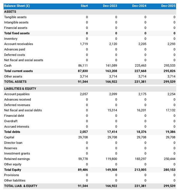 projected balance sheet in a property management company business plan example