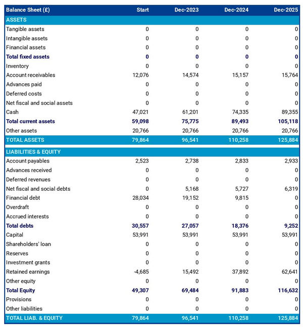 projected balance sheet in a consignment store business plan example