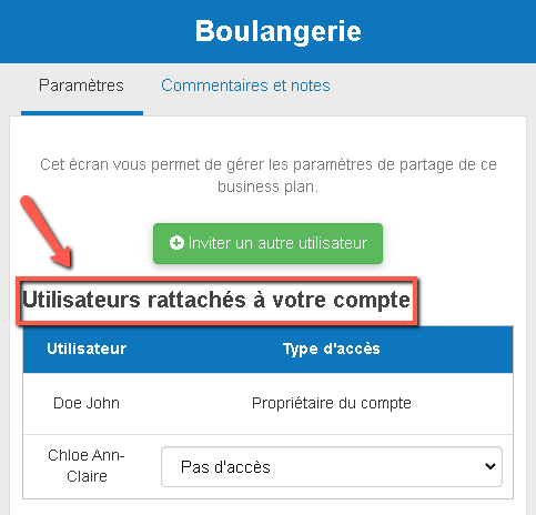 modifier le niveau d'autorisation d'un utilisateur pour un projet particulier sur votre compte
