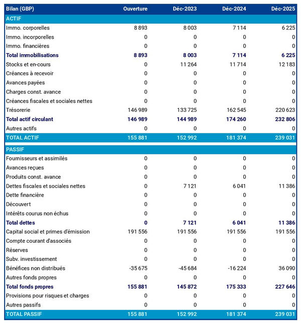 business plan d'école de musique : exemple de bilan prévisionnel