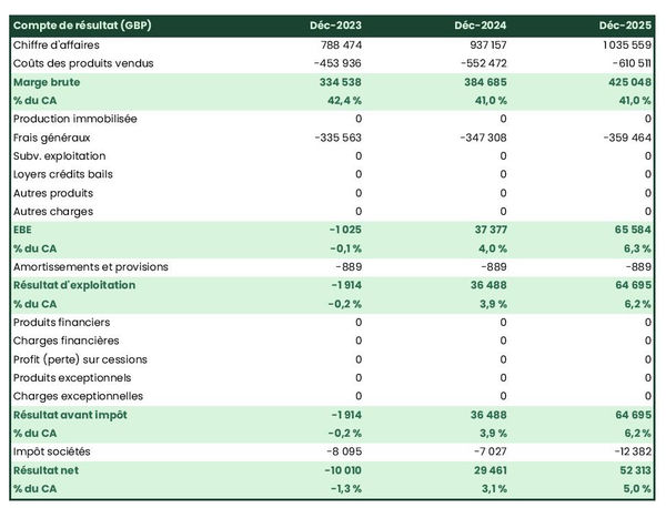 exemple de compte de résultat prévisionnel dans un business plan école de théâtre