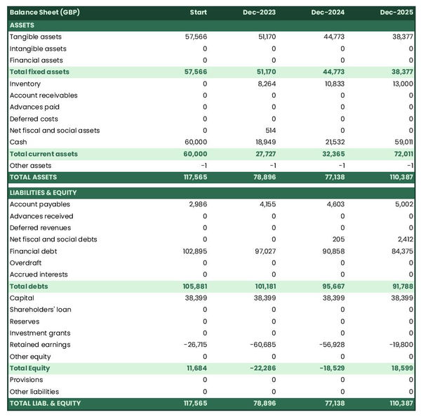 example of buffalo farm projected balance sheet