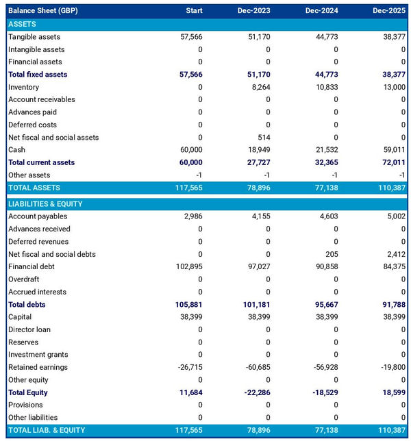 financial forecast: rabbit farm balance sheet example