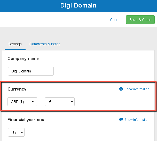 changing the currency