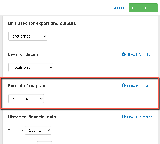 financial statements formatting