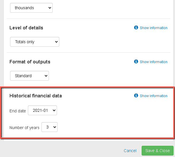  how your historical data looks in the financial statements