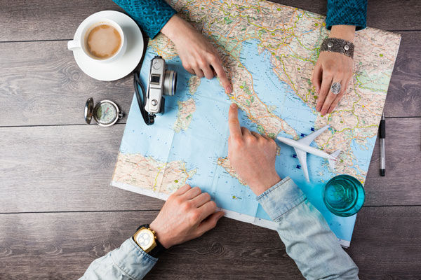 travel agency financial forecast office expenses: map of the world