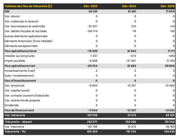 exemple de prévision de trésorerie de grossiste en alimentaire et boissons
