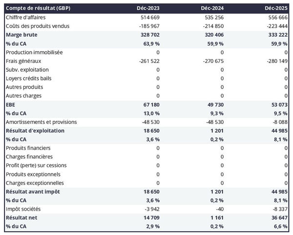 exemple de compte de résultat prévisionnel d'entreprise de pique-nique de luxe