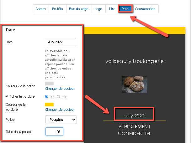 changer la date de mon plan d'affaires