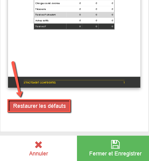 rétablir les paramètres et la police d'origine sur mon plan d'affaires