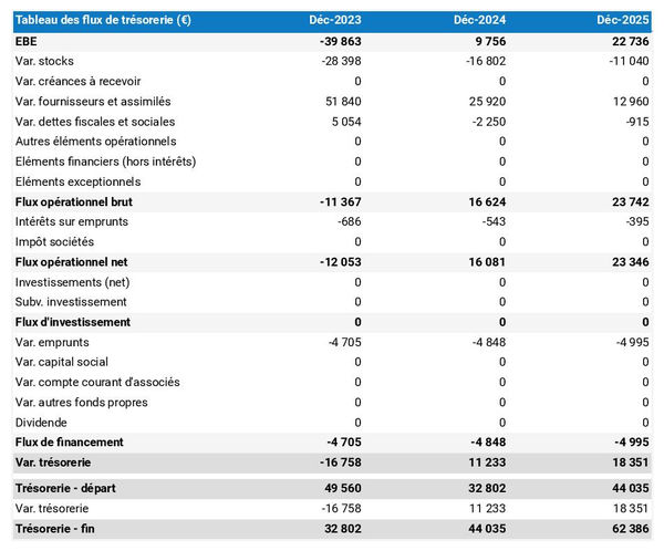 prévisionnel de trésorerie d'association à but non-lucratif
