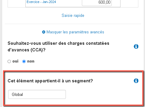 comment saisir un segment dans le logiciel de prévisions financières de The Business Plan Shop