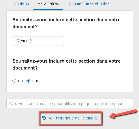 restaurer des sections dans mon plan d'affaires en utilisant l'historique des versions et les filtres de visualisation