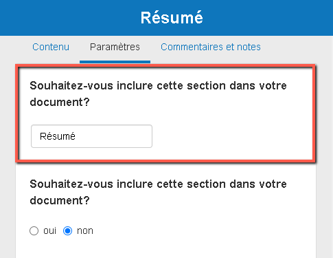 changer le titre de la section sur la boutique du plan d'affaires