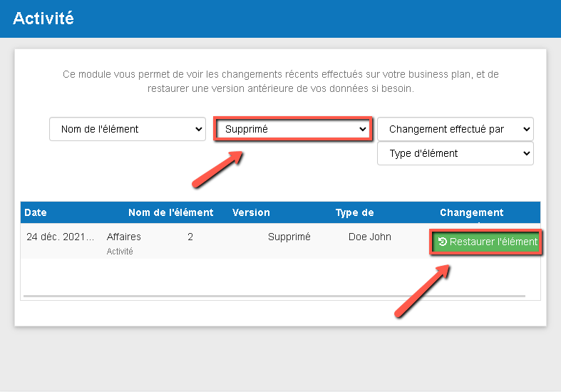 restaurer une provision sur ordinateur