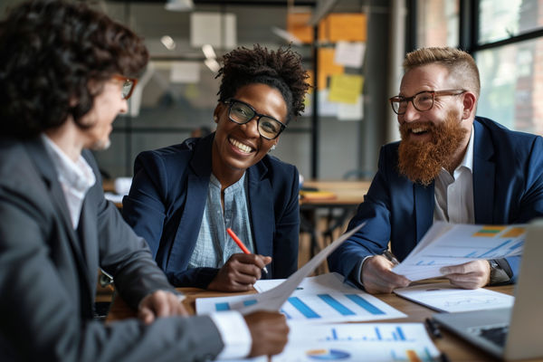 investor talking to entrepreneurs about their business plan outline