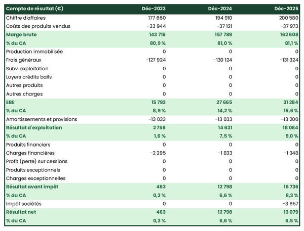 prévisionnel de fabricant d’articles de papeterie : compte de résultat 