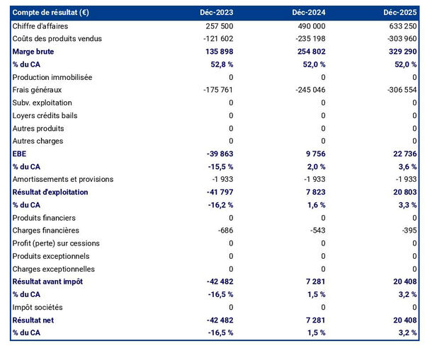 exemple de compte de résultat prévisionnel de fabricant de rideaux et stores