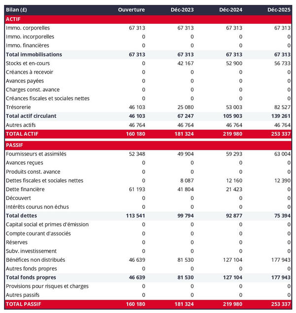 exemple de bilan de boutique éphémère dans un prévisionnel