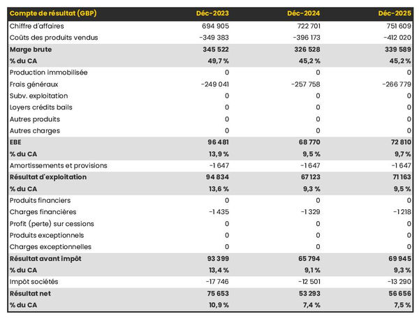 prévisionnel d'entreprise de démarchage à domicile : compte de résultat 