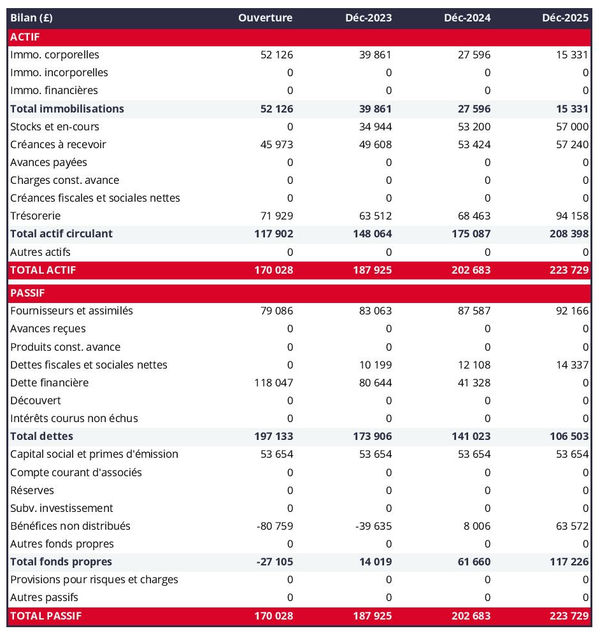 exemple de bilan d'antiquaire dans un prévisionnel