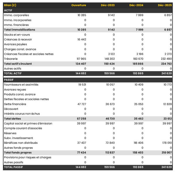bilan prévisionnel de studio de danse 
