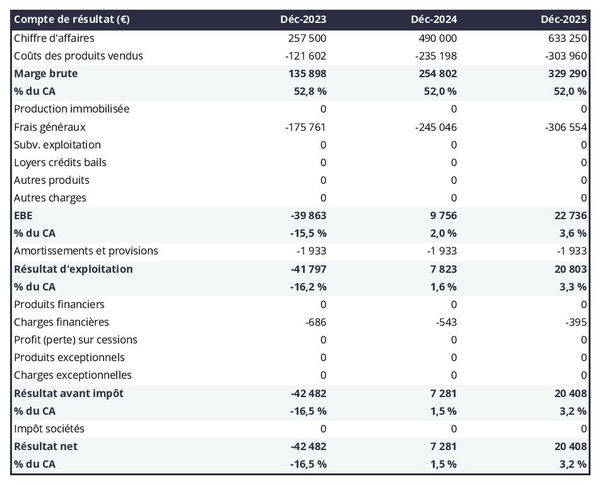 exemple de compte de résultat prévisionnel de marque