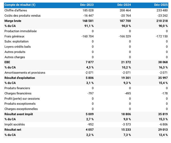 fabricant d'encre et toner : compte de résultat prévisionnel