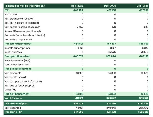 prévisionnel de trésorerie d'entreprise de plâtrerie plaquiste