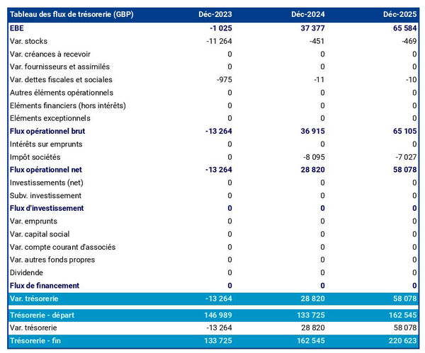 prévisionnel de trésorerie d'entreprise de garde d'enfant à domicile