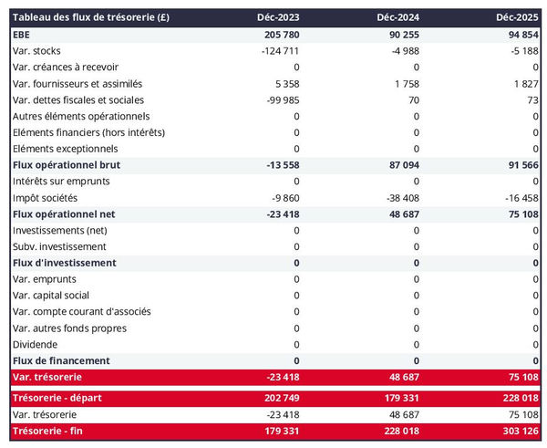 prévisionnel de trésorerie de fabricant de balles de baseball