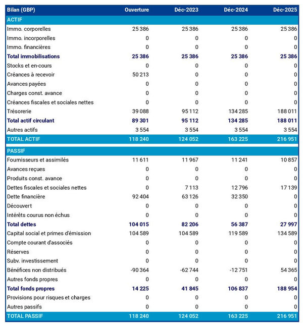 bilan comptable prévisionnel d'agence de marketing d'influence