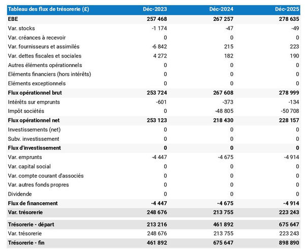 prévisionnel de trésorerie de salon d'hydratation par intraveineuse