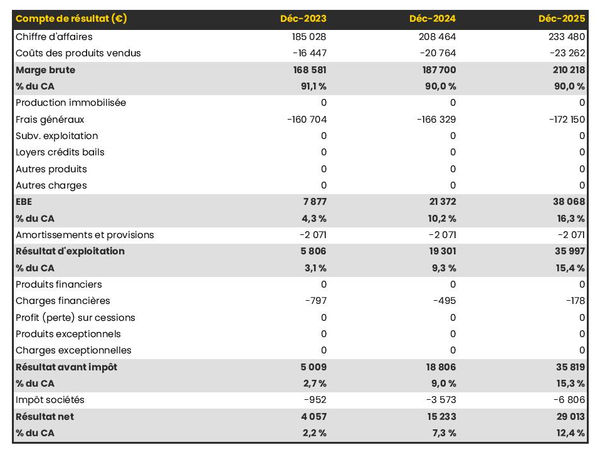 fabricant de caoutchouc et plastique : compte de résultat prévisionnel
