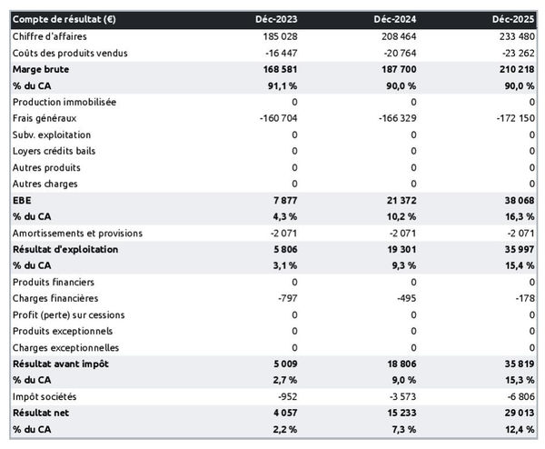 fabricant de produits d'entretiens : compte de résultat prévisionnel