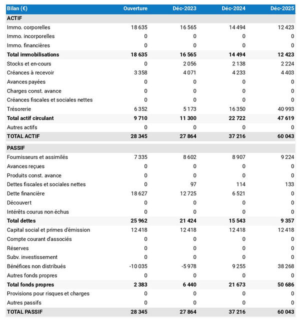 bilan comptable prévisionnel de fabricant de colle