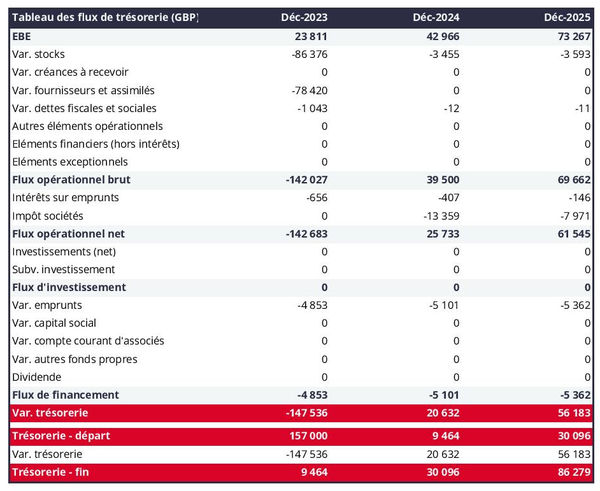 prévisionnel de trésorerie de fabricant de produits à base de viande