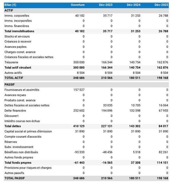 bilan comptable prévisionnel de fabricant de jus végétaux