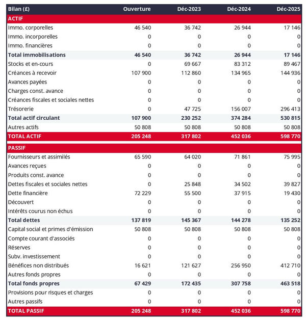 bilan comptable prévisionnel de fabricant de couscous