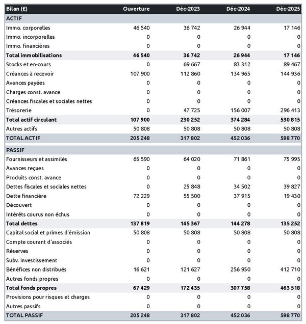bilan comptable prévisionnel de fabricant de chewing-gum