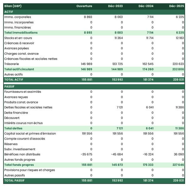 bilan comptable prévisionnel d'école de théâtre
